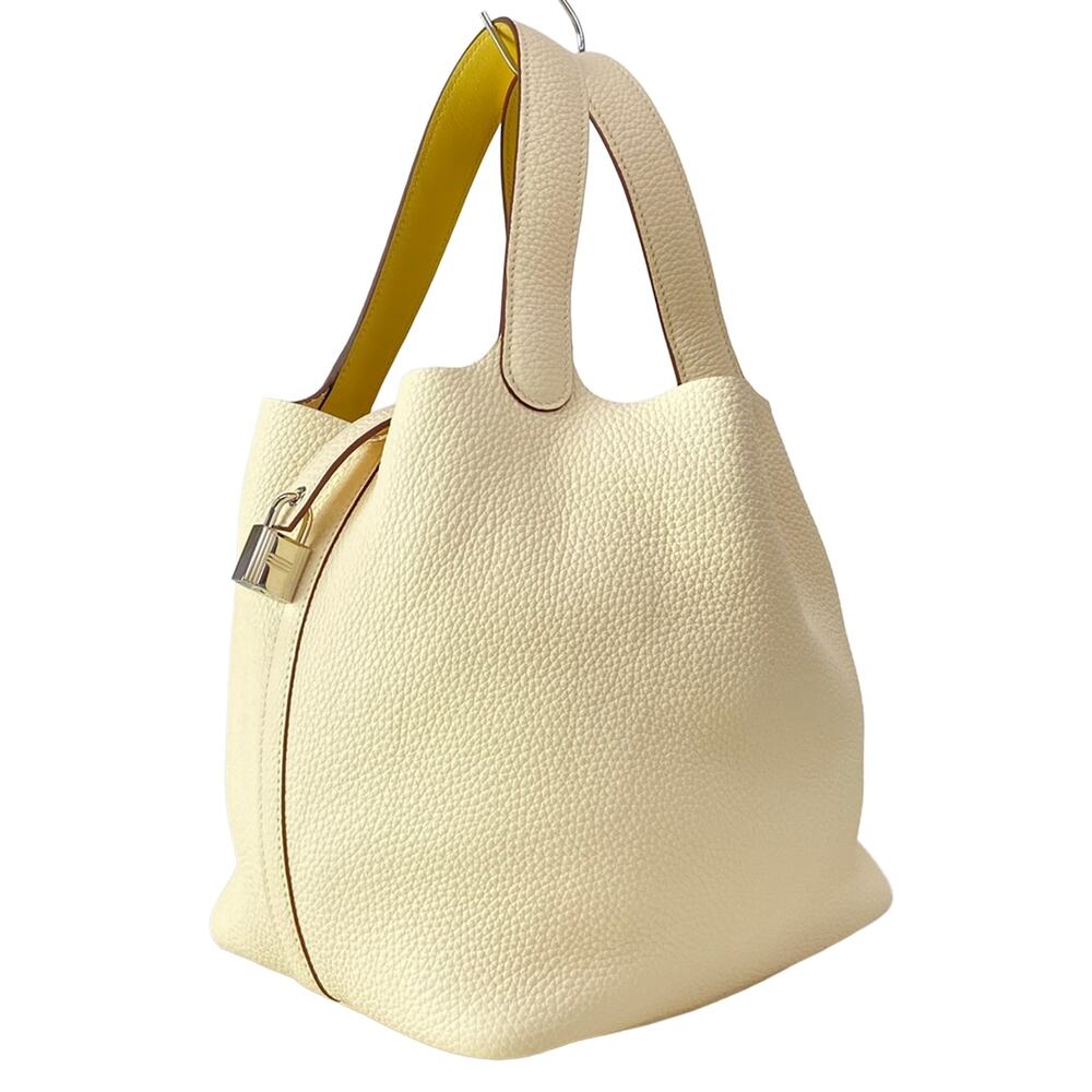 Hermès Picotin Lock Eclat MM Tote Bag Nata Jaune Poussin Taurillon Clemence
